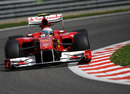 Fernando Alonso out on track on dry tyres