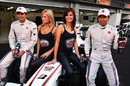 Mad-Croc Energy girls with BMW Sauber drivers Pedro de la Rosa and Kamui Kobayashi