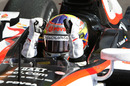 Pastor Maldonado celebrates victory in the feature race at Spa Francorchamps