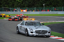 Lewis Hamilton follows the safety car