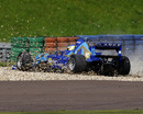 Jack Clarke ends up in the gravel during F2 practice at Oschersleben