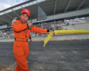 A track marshal at the new Korean circuit