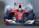 Felipe Massa demonstrates a Ferrari at the Hungaroring 