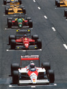 Alain Prost heads the grid