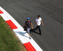 Bruno Senna walks the Autodromo Nazionale di Monza on Thursday