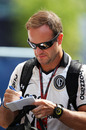 Rubens Barrichello  arrives at the circuit