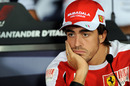 A less than thrilled looking Fernando Alonso during Thursday's press conference