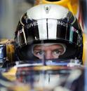 A focussed Sebastian Vettel before practice