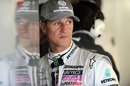A less than happy looking Michael Schumacher