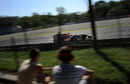 Fans watch Mark Webber during qualifying