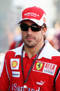 Pole-sitter Fernando Alonso arrives at the circuit on race day