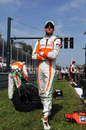 Adrian Sutil preparing for the race on the grid