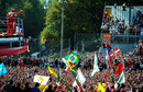 The crowd watches the podium celebrations