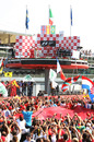 The fans line the track for the podium celebrations