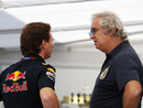 Christian Horner chats with Flavio Briatore