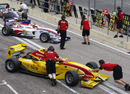 The crews were working hard in the pits ahead of the FIA Formula Two Championship race in Spain