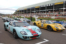 Ford GT40s line up on the grid