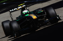 Heikki Kovalainen emerges through the shadows