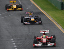 Felipe Massa leads Mark Webber and Robert Kubica