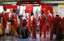 A hive of activity in the Ferrari garage