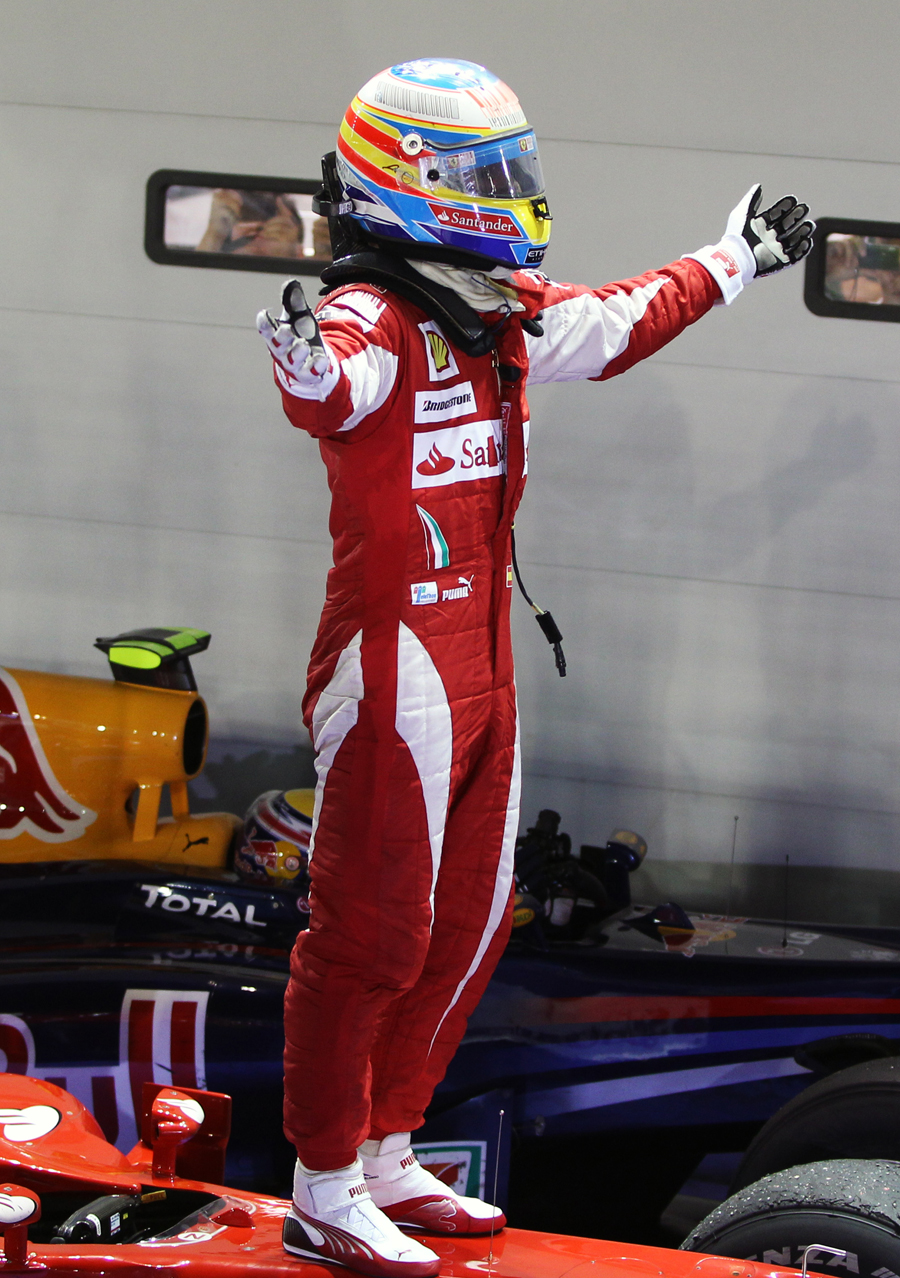 Who's the man? Fernando Alonso celebrates his victory