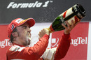 Champagne flows as Fernando Alonso celebrates his victory