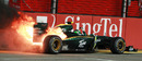 Heikki Kovalainen's Lotus blazes