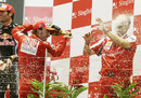 Fernando Alonso soaks Ferrari's technical director Aldo Costa