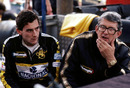 Ayrton Senna with Lotus boss Peter Warr