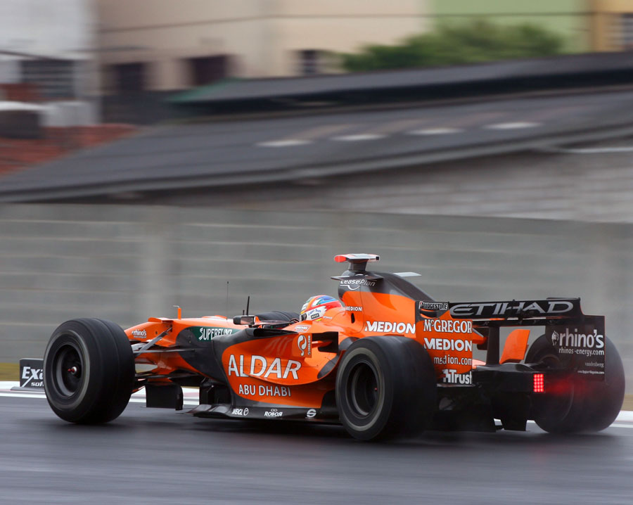 Adrian Sutil ventures out in the wet