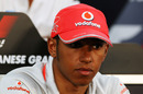 A pensive Lewis Hamilton during Thursday's press conference