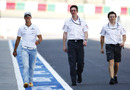 Michael Schumacher walks the circuit on Thursday