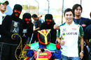 Takuma Sato with Box Kart competitors