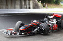 Lewis Hamilton's wrecked McLaren