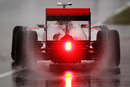 The rear of Lewis Hamilton's McLaren during a wet FP3