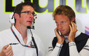 Race engineer Andy Shovlin  talks with his 2009 driver Jenson Button