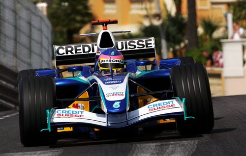 Jacques Villeneuve driving for Sauber at the Monaco Grand Prix