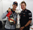 Sebastian Vettel with the spoils of victory