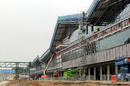The new pit lane at Silverstone under construction