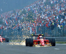Alain Prost leaves a trail of sparks