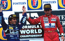 Race winner Ayrton Senna and Alain Prost, who was making his F1 farewell 