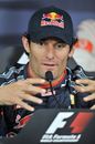 An animated Mark Webber during Thursday's press conference