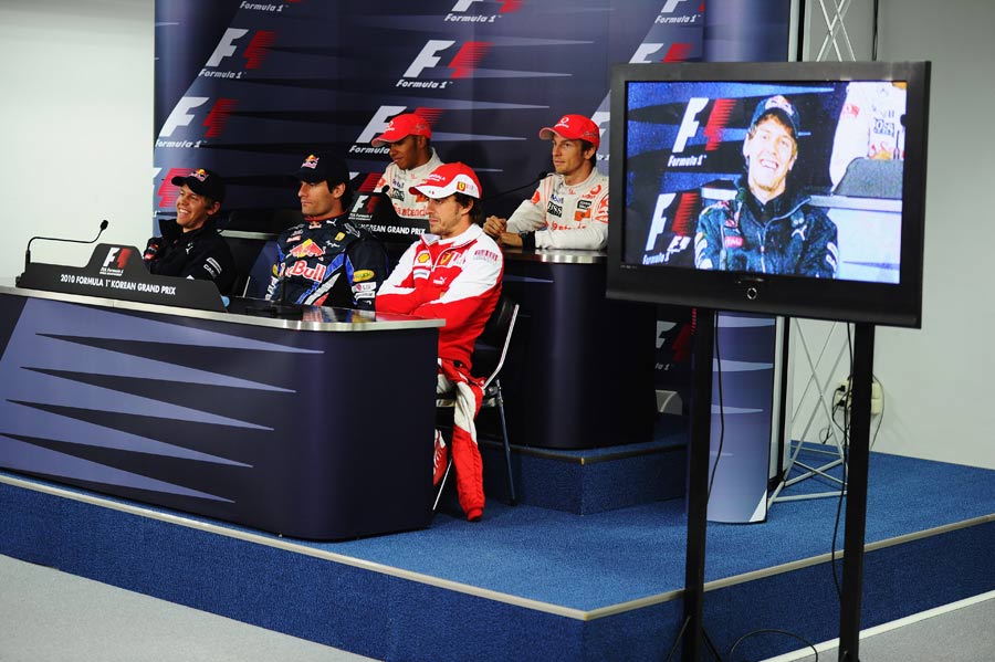 Sebastian Vettel in relaxed mood in the press conference