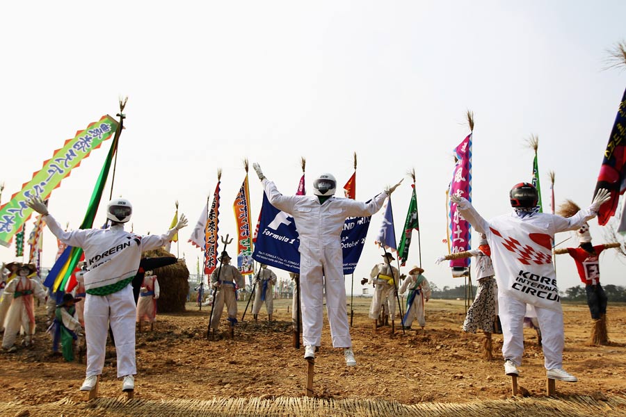 Traditional scarecrows at the Korea International Circuit