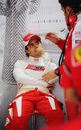 Felipe Massa  listens to instructions in the pits