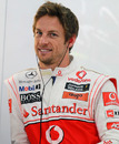 Jenson Button in the McLaren garage