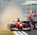 Felipe Massa runs wide in his Ferrari