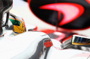 Lewis Hamilton and McLaren practice a pit stop
