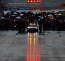 A wet grid on race day