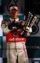 Lewis Hamilton celebrates his second place